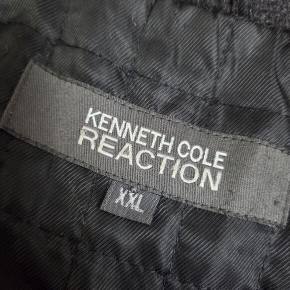 Kenneth Cole Reaction Pea Coat Men's XXL Double Breasted Wool Blend Charcoal - Picture 7 of 13